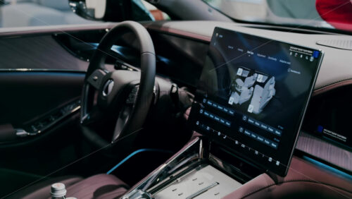 Chisinau, Moldova – June 10, 2025: The inside of a Denza Z9 car with changing lights - Starpik Stock