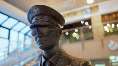 Close up of a pilot sculpture at the Chisinau International Airport in Moldova - Starpik Stock