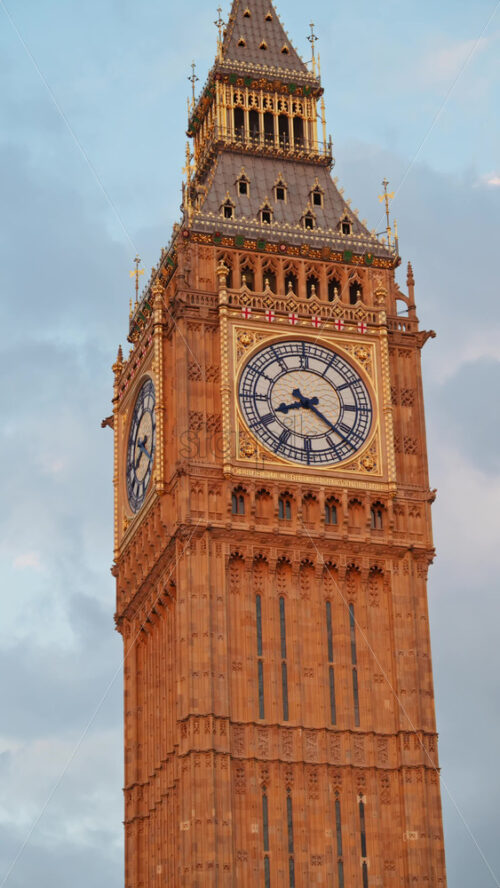 Close up of the Big Ben in the evening in London, England. Vertical - Starpik Stock