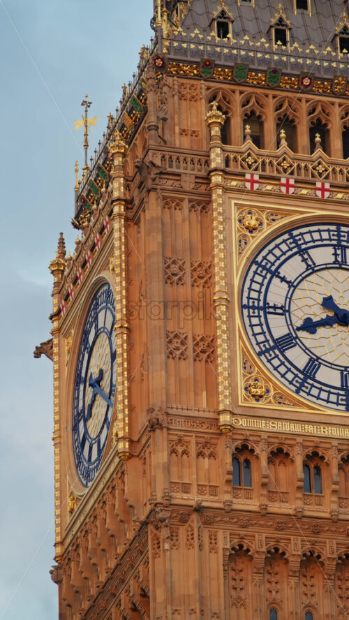 Close up of the Big Ben in the evening in London, England. Vertical - Starpik Stock