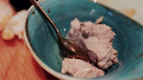 Fresh seafood platter with smoked salmon slices, shrimp, olives, and pate served with lemon and dill garnish - Starpik Stock