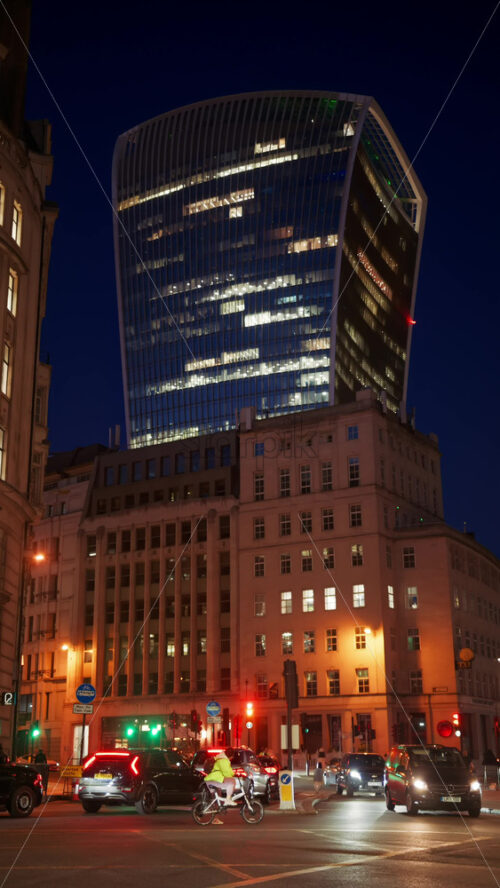 London, England – May 12, 2025: Cityscape view of the Walkie Talkie building in the evening. Vertical - Starpik Stock