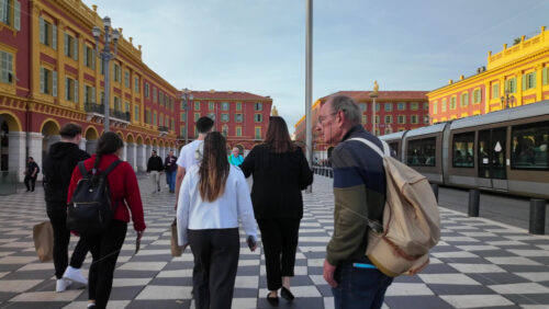 Nice, France – July 19, 2025: People walking through Place Massena in daylight - Starpik Stock