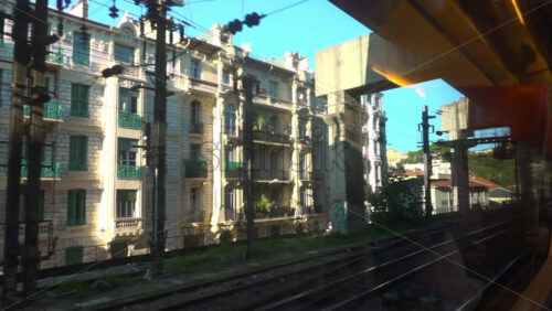 Nice, France – July 7, 2025: Station platform, viewed from train at the Nice-Ville Station - Starpik Stock