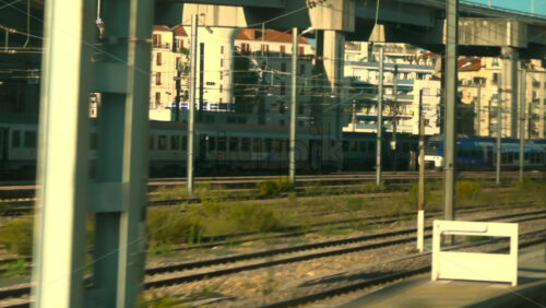Nice, France – July 7, 2025: Train moving on the railing through the station - Starpik Stock