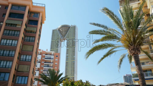 Video – The Intempo landmark dominating Benidorm’s skyline, viewed from the bay - Starpik Stock