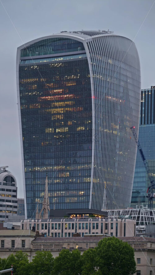 View of the Walkie Talkie building in the evening in London, England. Vertical - Starpik Stock
