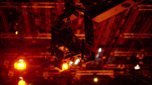 Video - Chisinau, Moldova - March 29, 2024: Professional camera filming with on the backstage of a TV set