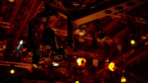 Video - Chisinau, Moldova - March 29, 2024: Professional camera filming with on the backstage of a TV set