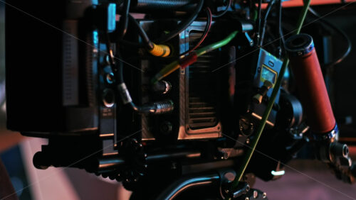 Video - Professional video camera on the movie set with a lot of cables