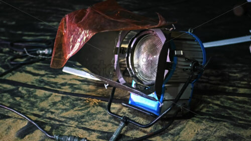 Video - Professional lighting equipment on the movie set on the ground