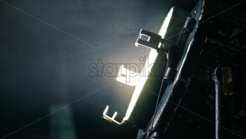 Video - Professional lighting equipment on the movie set with smoke in the air