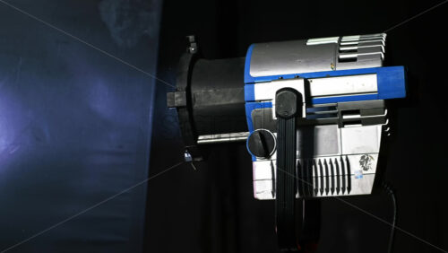 Video - Professional lighting equipment on the movie set with smoke in the air