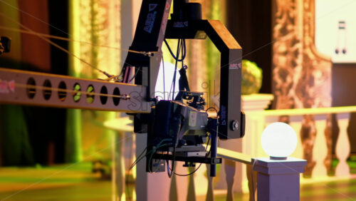Video - Professional camera filming with on the backstage of a TV set