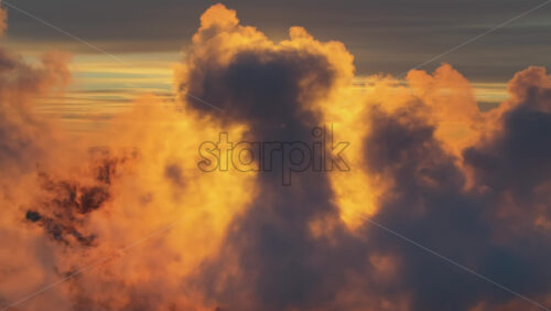 Video - Aerial drone view of Chisinau city covered in snow at sunset. Passing through the smoke. Winter in Moldova