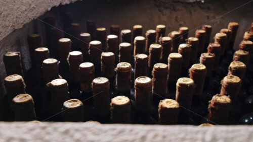 Video - Racks with bottles of wine in storage at the winery