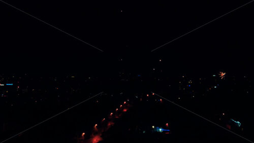 Video - Multiple fireworks during the new year celebration at night