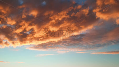 Video - View of the blue sky with colored clouds at sunset. Chisinau, Moldova