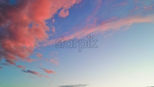 Video - View of the blue sky with colored clouds at sunset. Chisinau, Moldova