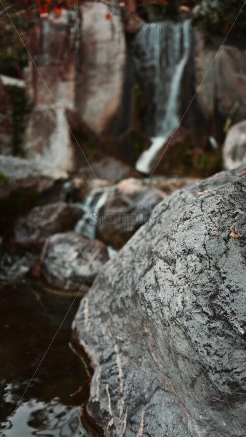 Video - View of the a small waterfall in the Japanese Gardens in Monaco