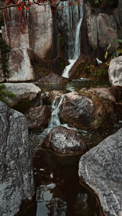 Video - View of the a small waterfall in the Japanese Gardens in Monaco