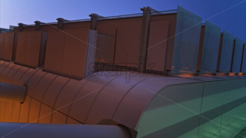 Video - Close up of a building in the Mareterra new Residential district in Monaco in the evening. Vertical