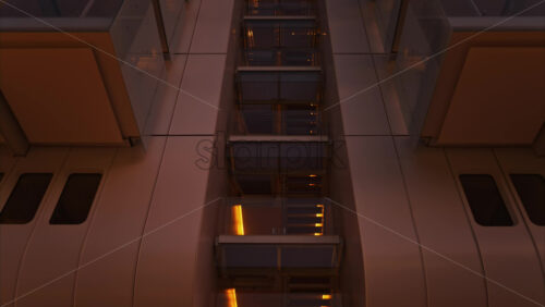 Video - Close up of a building in the Mareterra new Residential district in Monaco in the evening