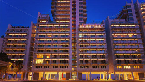 Video - Buildings in Mareterra new Residential district in Monaco in the evening