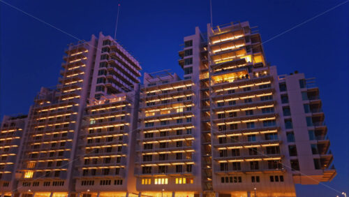 Video - Buildings in Mareterra new Residential district in Monaco in the evening