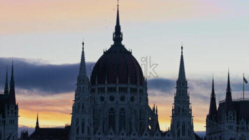 Video - Hungarian Parliament building at sunset in Budapest