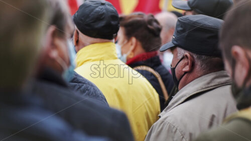 Video - People protesting for snap elections in front of constitutional court building, Chisinau, Moldova. Slow motion