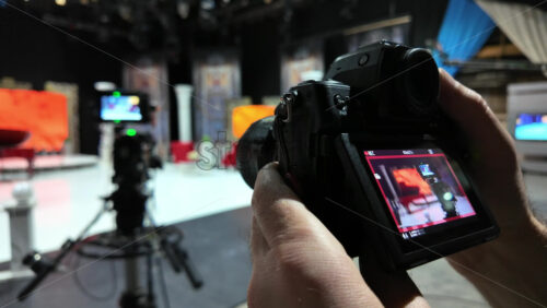 Video - Professional camera filming on the backstage of a TV set