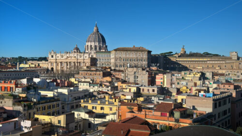 Video - Aerial view of Vatican city from the distance. Saint Peter's Basilica at sunset in Rome, Italy