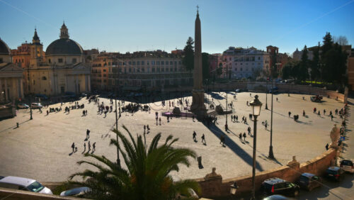 Video - Rome, Italy - February 14, 2024: People's Square named after the church of Santa Maria del Popolo at sunset in Rome, Italy