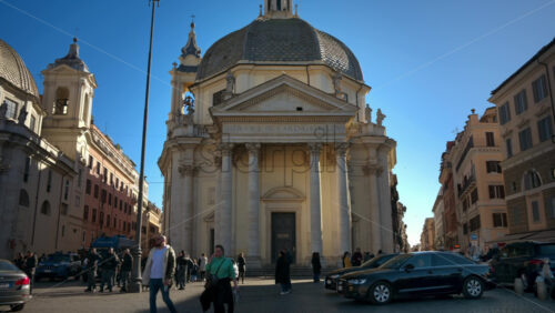 Video - Rome, Italy - February 14, 2024: Santa Maria in Montesanto basilica church at sunset