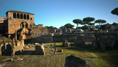 Video - Ruins of the Roman Forum at sunset in Rome, Italy