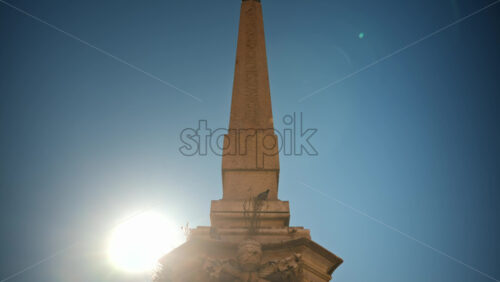 Video - Close up view of the Fountain of the Pantheon in sunlight. Slow motion