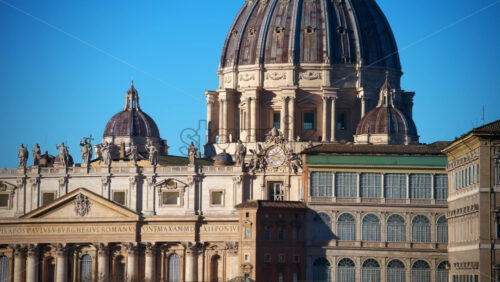 Video - Aerial view of Vatican city from the distance. Saint Peter's Basilica at sunset. Rome, Italy