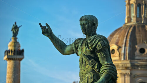 Video - Rome, Italy - February 15, 2024: Statue of Trajan, Statua di Traiano, Via dei Fori Imperiali