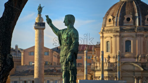 Video - Rome, Italy - February 15, 2024: Statue of Trajan, Statua di Traiano, Via dei Fori Imperiali