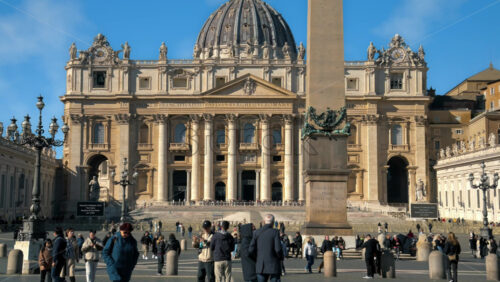 Video - Rome, Italy - February 15, 2024: Front view of the Basilica of Saint Peter (San Pietro) in Vatican