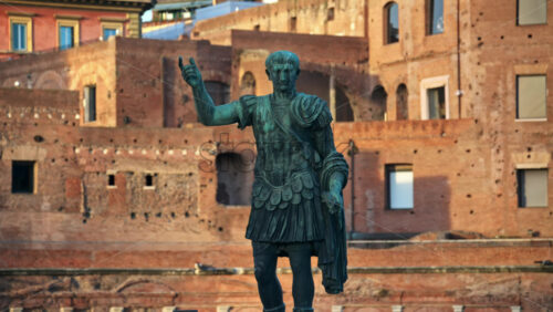 Video - Rome, Italy - February 15, 2024: Statue of Trajan on Via dei Fori Imperiali