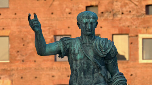 Video - Rome, Italy - February 15, 2024: Statue of Trajan on Via dei Fori Imperiali