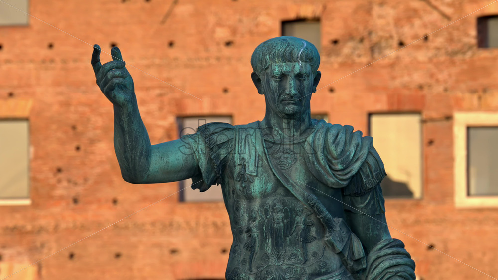 Video - Rome, Italy - February 15, 2024: Statue of Trajan on Via dei Fori Imperiali