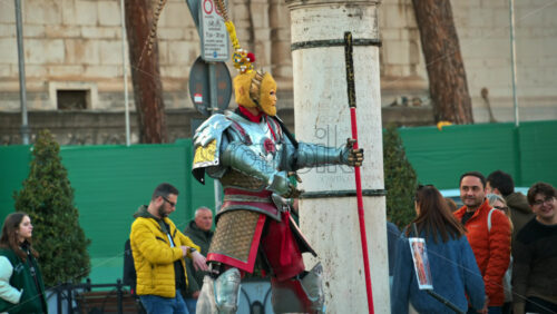 Video - Rome, Italy - February 15, 2024: Street artist performing to the public