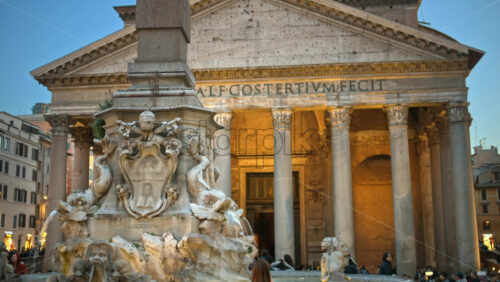 Video - Rome, Italy - February 15, 2024: View of Pantheon at blue hour dawn