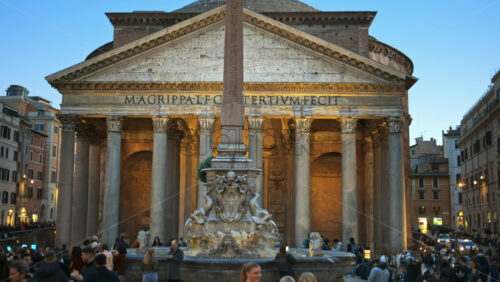 Video - Rome, Italy - February 15, 2024: View of Pantheon at blue hour dawn