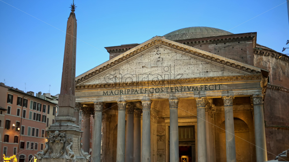 Video - Rome, Italy - February 15, 2024: View of Pantheon at blue hour dawn