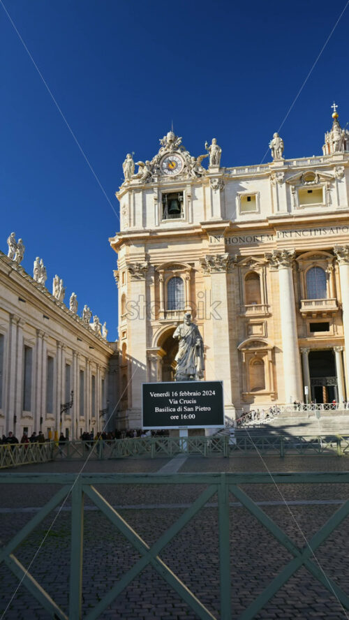 Video - Rome, Italy - February 15, 2024: The Statue of Saint Peter at the Saint Peter's Basilica. Vertical