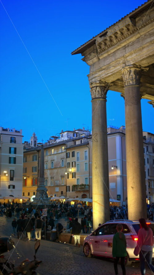 Video - Rome, Italy - February 15, 2024: View of Pantheon at blue hour dawn. Vertical